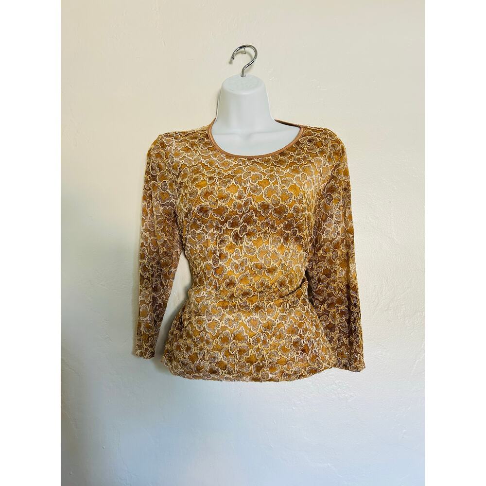 Y2K Gold Lace Top
